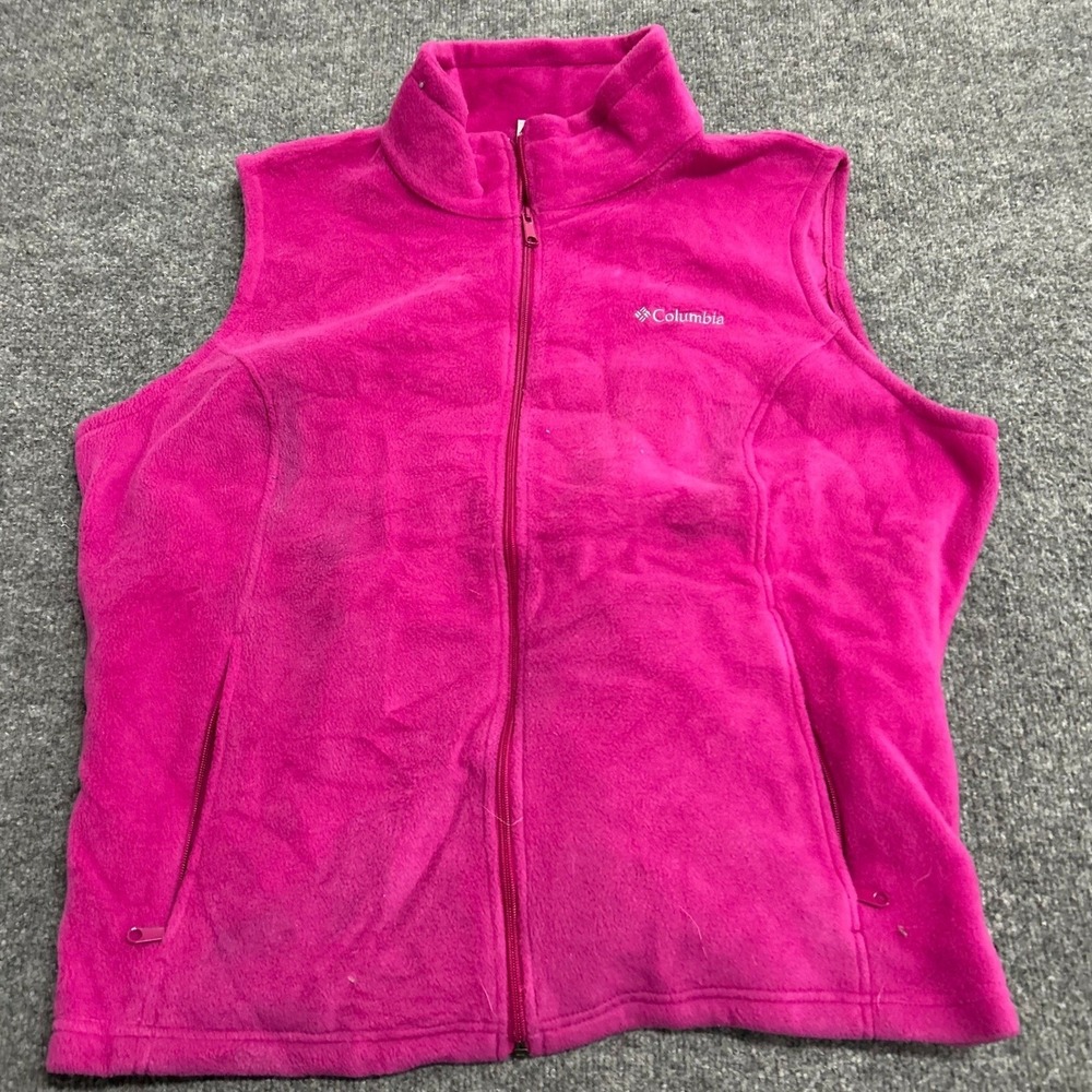 Columbia Fleece Vest Womens Size 2X Pink Full Zip Sleeveless Soft Casual Layer